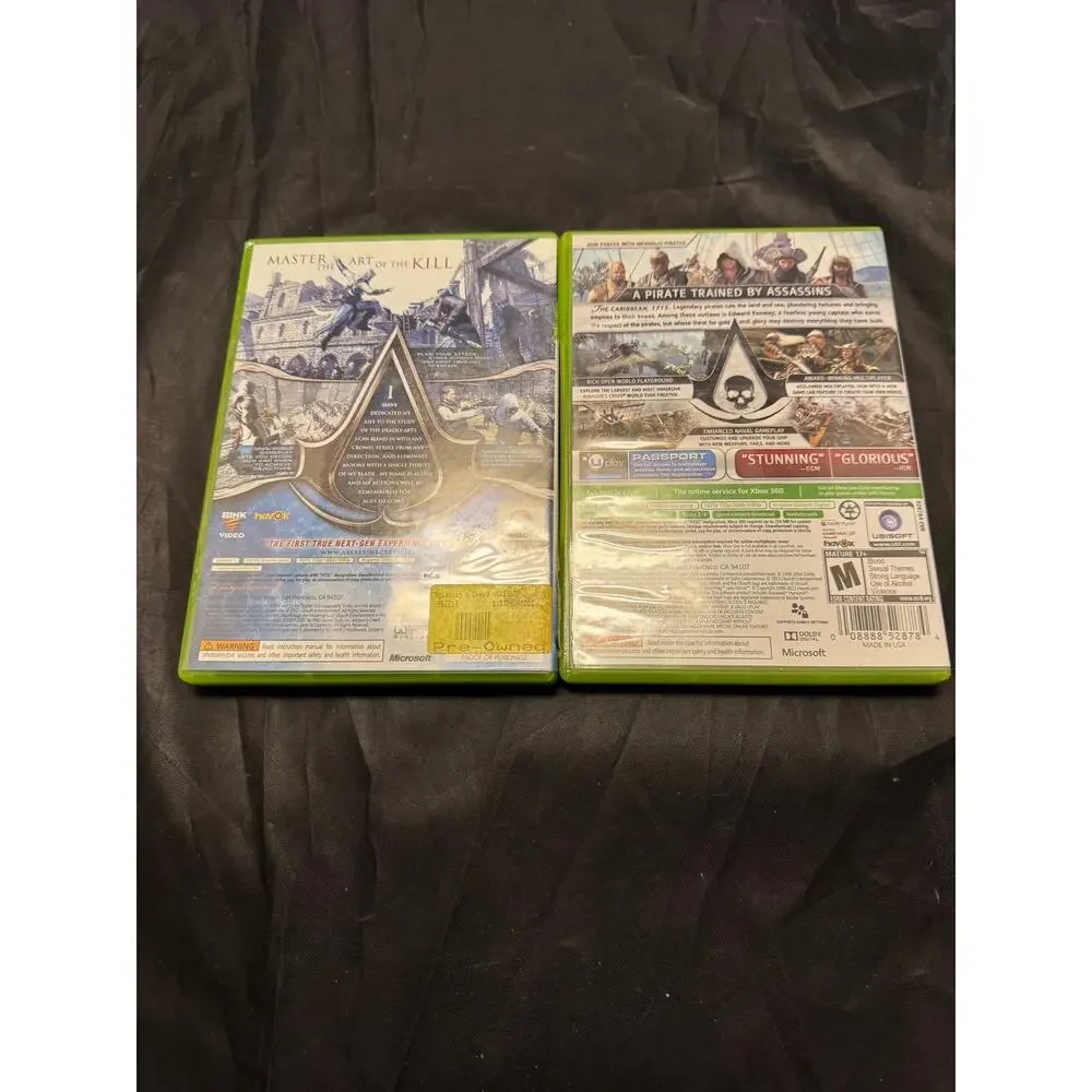 Xbox 360 Assassin's Creed Lot: AC 1 + Assassin's Creed IV 4 Black Flag Bundle